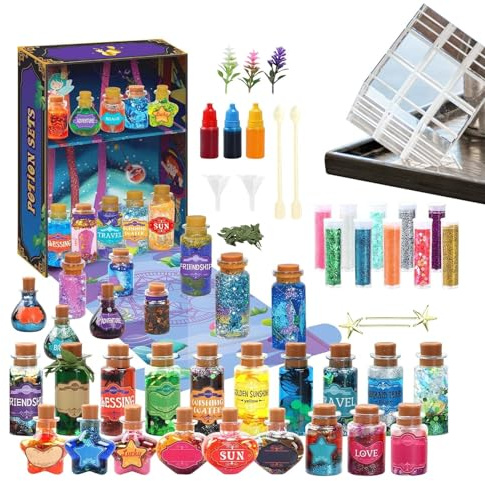 Kit de creación de pociones encantadas – Juego de suministros de artesanía fantástica, herramientas de botellas de mezcla mágicas, proyecto de actividad artística creativa | Regalo para niñas, niños