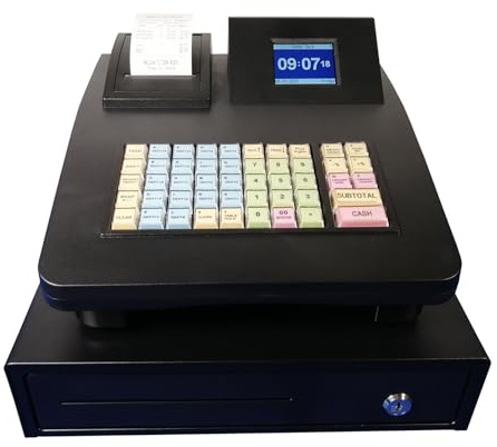 Caja Registradora Electrónica para Pequeñas Empresas, Sistema POS Comercial de 48 Botones con Pantalla LED Digital, Cabezal de Impresión Térmica, para Supermercados, Centros Comerciales