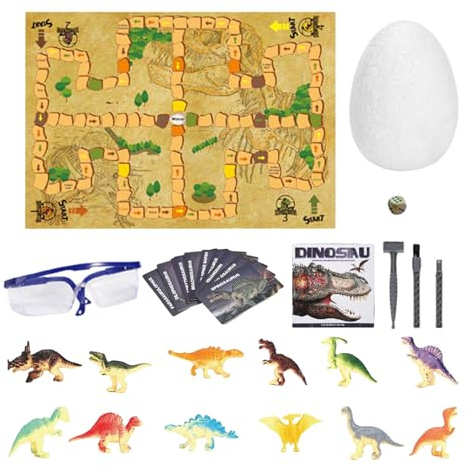 Generisch Excavación de dinosaurios | Juego de descubrimiento de huevos | Juguete creativo para tumbas | Juego educativo para niños con herramienta de excavación regalo para cumpleaños Navidad