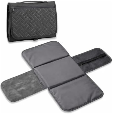 Matelas à langer portable de voyage pour bébé, poches organiseur, matelas à langer de voyage, avec poches porte-couches et lingettes, imperméable et facile à nettoyer, compact pour poussette | Matelas à langer de voyage pour bébé, 88 x 59 cm, poches porte-couches et lingettes, imperméable, facile à nettoyer, compact