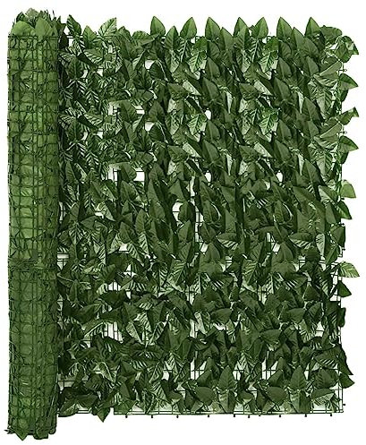 Balkon-Sichtschutz mit Dunkelgrünen Blättern 500x100 cm