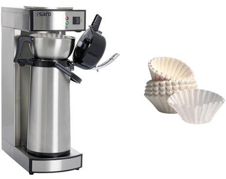 Saro 317-2085 - Cafetera Térmica con Filtro de Cesta y Termo, Cafetera Industrial con Jarra 2,2 Litros, Color Plateado 39 – 1000 cesta filtro, tamaño aprox. 85/245 mm