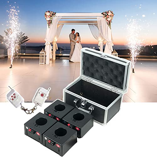 咚呱 Ricevitore Pirotecnico Freddo, Macchina per Fuochi D'Artificio con Fontana Fredda, Sistema di Controllo Remoto Wireless, Ricevitori 4/8, con Valigia + Telecomando 2 Pezzi,4pcs
