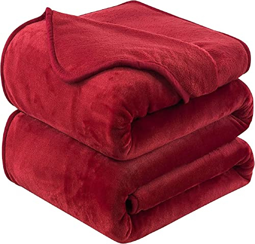 HOZY Manta Suave 350g/m² Franela Reversible - Manta para Cama/Sofa & Cubre Sofas(sin Electricidad Estática) - Manta Universal Cuatro Estaciones - Rojo 130x150 cm