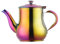 BUYER STAR 500 ML Stainless Steel Gooseneck Teapot with Strainer for Loose Tea, Metal Coffee Server Olive Oil Can Table Serving Pot for Home, Restaurant, Outdoor, Dishwasher Safe (Rainbow)