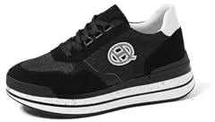 QUEEN HELENA Sneakers Casual con Plateau Scarpe da Ginnastica Comode Leggere Donna X30-18 (Nero, Sistema Taglie Calzature EU, Adulto, Donna, Numero, Media, 38)