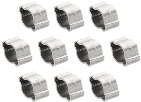 PATIKIL 10 Pack 5-7mm Double Ear Hose Clamp, 304 Stainless Steel | O Clip Crimp Rings for Fuel Petrol Pipe Tube Fitting Connections, Silver Tone