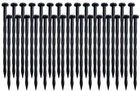 30 clavos de plástico en espiral para tienda de campaña, estacas de borde de paisaje, estacas de toldo, clavijas de camping, accesorios para tienda de campaña
