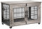 Buluri Dog Crate Furniture, Double Doors Wooden Dog Cage with Cushion & Wheels, Dog Kennel Indoor End Table for Large Dogs (Grey, 97.8 cm L x 64 cm W x 68 cm H)
