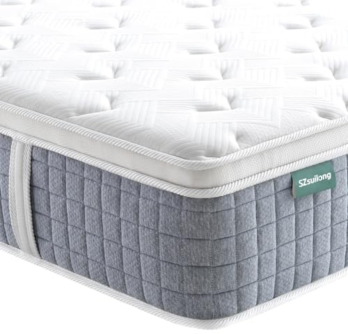 SZsuilong Hybride Matelas 160x200 cm 26cm Épaisseur Matelas de Premium H3 H4 Ferme,7 Zone de Confort Matelas Ressorts Ensachés,Mousse à Mémoire Forme,Soutien Parfait, Certifié Oeko-Tex