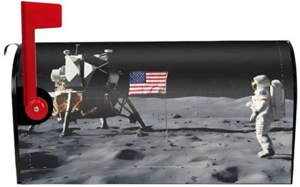 Astronaut On The Moon Print Mailbox Cover Durable Oxford Cloth for American Standard & Large Size Mailboxes