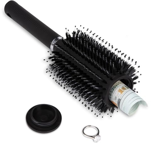 Diversion Safe Hair Brush Secret Safe Can, Hidden Storage for Money, Jewelry, Valuables, Secret Storage Box with Large Hidden Compartment for Travel or Home Use - Black