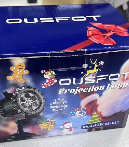 OUSFOT Proyector Halloween Movimiento, 9V Halloween Proyector de Luces Diapositiva única Incorporada, 3 Formas de Montaje, Decoracion Pequeña Regalo Halloween, Jardín, Césped