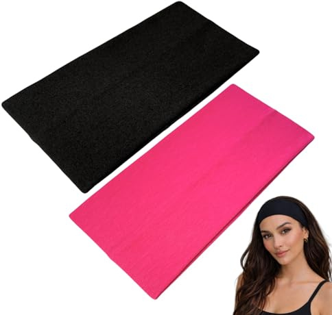 WESTEND CHOICE Extra Wide Headbands 11cm Plain Stretchy Kylie Head Band 2 Pack Unisex Bandeau Headbands for Women & Men Soft Hairbands Yoga Bandana Headband (Mixed set 7)