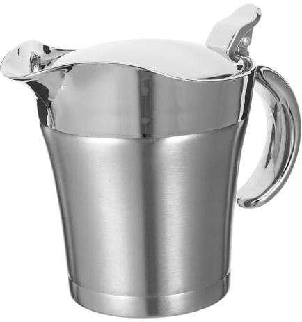 IMIKEYA Salsiera termica in acciaio inox a doppia parete brocca isolata per salsa con versamento senza gocciolamento controllo delle porzioni e conservazione del calore per cena gourmet