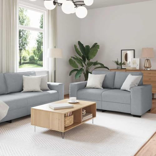 ROMHZKS Loungesofa mit Polsterung und Breiten Armlehnen, Sofagarnitur aus strapazierfähigem Polyestergewebe, Robustes Holz- und Metallgestell für Wohnzimmer und Büro, atmungsaktiv