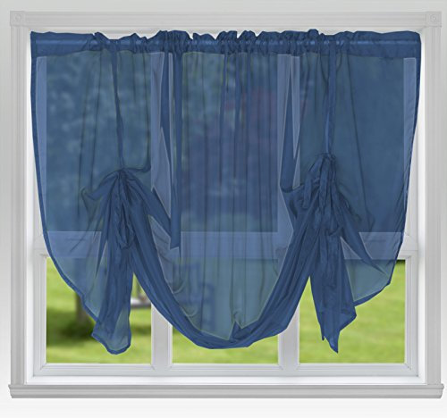 John Aird Voile Tie Blind Curtain Panels 58 Wide x 54 Drop (Navy)