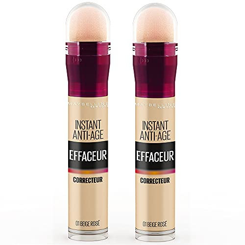 Maybelline New York - Lot de 2 Anti-cernes/Correcteur Fluide - Instant Anti-Age L’Effaceur - Teinte : Beige Rosé (01) - 2x 6,8 ml