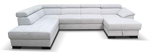 DOMO. collection Divano con Schienale a Forma di U, con Molle e Funzione, Angolo Imbottito, Grigio, 166 x 337 x 232 cm