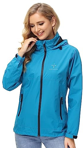 AXESQUIN Regenjacke Damen, Regenjacke Damen Wasserdicht Atmungsaktiv Leichte Regenjacke Fahrrad Damen mit Kapuze Wandern Reisen Treking