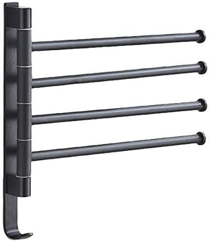 YZJSSL Swing Out Towel Bar, Bath Swivel Towel Holder Rack Space Savingsteel Bathroom Adjustable Hand Pull Out Wall Mount Towel Rack,-Black||4 Arm