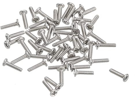sourcing map Tornillos de Cabeza Redonda Plana M1-0,25x4mm 100uds, Tornillos de Máquina de Accionamiento Phillips de Acero Inoxidable 304, Sujetador de Hardware para Conexión de Muebles