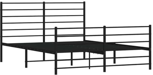 vidaXL Sängram med huvudgavel och fotgavel svart metall 120x190 cm, säng, metallsäng, metall sängram, sängar, metallsängar, metall sängramar, gästsäng