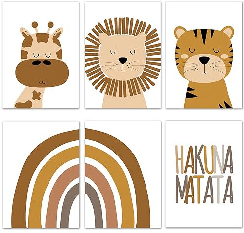 TNSLAND Bilder Kinderzimmer Poster Set 6Pcs Boho Regenbogen Deko Mädchen, Wanddeko 20 * 30cm