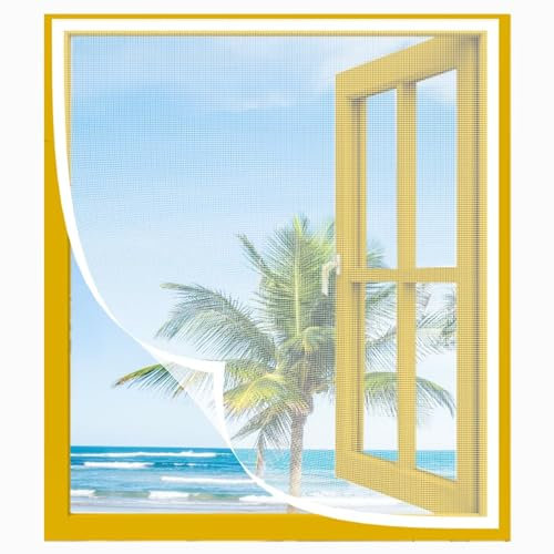 Fliegengitter Fenster zum Öffnen und Schließen 90x105cm Insektenschutz Rollo selbstklebend,Insektenschutz Magnetischer Fliegenvorhang für BalkonFenster,Wohnzimmer,Weiß