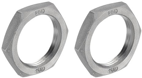 QUARKZMAN 2 pcs Fonte Tuyau Raccord Hex Contre-écrou, 304 Inox Acier Hex Verrouillage Écrou 1 1/4 Femelle Filetage (DN32) pour Plomberie Fixe, Eau Balai et Châssis Nettoyant