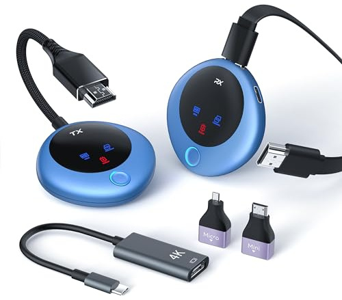 TPUFO Wireless HDMI Transmitter and Receiver, 4K Decode 1080P Output, 2.4G/5G Plug & Play, Wireless HDMI for Streaming Video/Audio/Files, Audio Sync, USB-C to HDMI Adapter, No Need App/Bluetooth