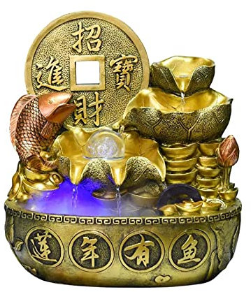 Fuente de mesa con cascada Fuente de Interior Fuente de Mesa de Estilo Chino Fuentes de Cascada Característica de Agua de relajación Fuente de Escritorio Feng Shui for decoración de Interiores de hoga