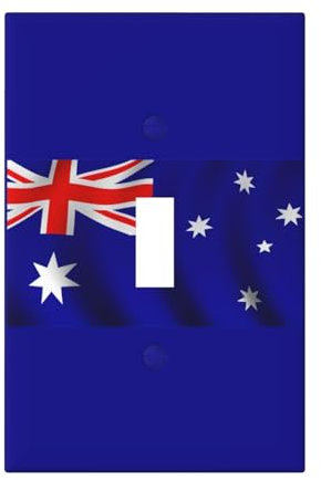 Cubiertas de salida con estampado de bandera australiana, 1 placa de pared de tamaño estándar, cubiertas de placas frontales de policarbonato de doble salida