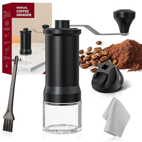 HOTUT Molinillo de Café Manual, Coffee Grinder Manual con Cónico de Cerámica de Alta Precisión, 30 Niveles de Molienda Ajustables Internamente, Molinillo para Casa y Exteriores Viajes