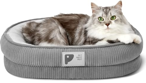 Bininl ortopedisk kattbädd för valp, katt bäddsoffa med ägglåda skum hund bäddsoffa med fyrsidig stöd, avtagbart skydd och halkfri botten, grå S