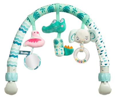 Sensillo - Jouet Poussette Bébé, Arche Poussette Bébé, Suspension Jouet, Siège Auto Crèche, Cadeau Sensoriel Nouveau-Né, pour Les Bébés et Les Tout-Petits Dès la Naissance - Jungle