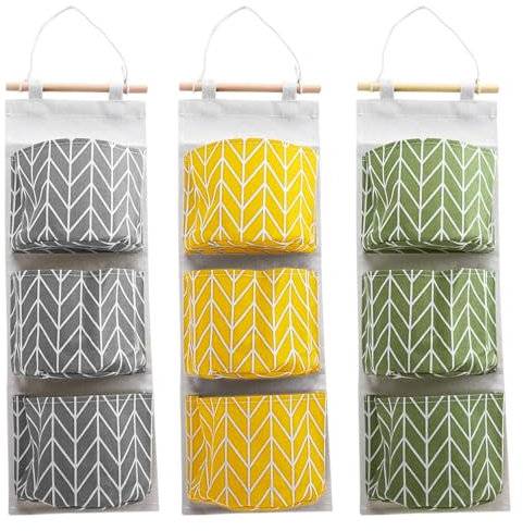 Naapesi 3 Stück Hängeorganizer - Wasserdichter Leinenstoff 3-Lagiger Breite Wandorganizer für Kleidung, Spielzeug und Andere Utensilien, für Schlafzimmer, Badezimmer, Küche, Büro, Kleiderschrank