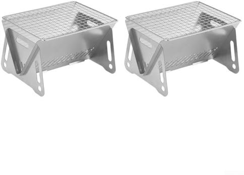 Besttoolifes Parrilla plegable portátil de carbón, parrilla de barbacoa de acero inoxidable, para camping, con bolsa de almacenamiento, equipo de cocina al aire libre, para picnic, senderismo