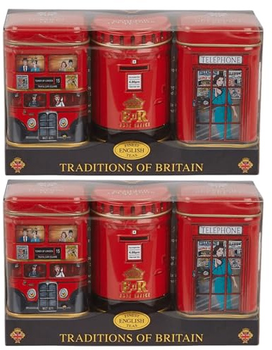 New English Teas Vintage Tin Gift Set – British Souvenir Gift for Tea Lovers, Birthdays & Christmas (Breakfast Tea)