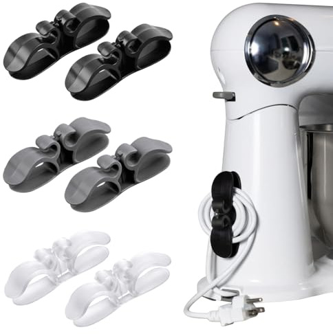 KIRZAX 6 st kabelorganisatörer för hushållsapparater, självhäftande kabelorganisatör, kabelorganisatör, kabelhållare, luftfrys, mixer och andra köksredskap