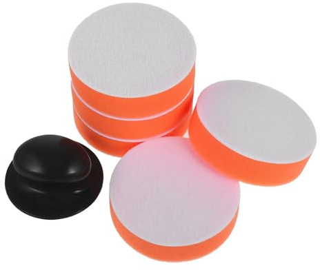 Luxshiny Juego de Herramientas de Pulido Manual para Coche 6 Piezas con Mango Ergonómico, 5 Esponjas Aplicadoras de Cera de 4 Pulgadas, Almohadillas para Pulir y Abrillantar Carrocería