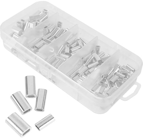 SOIMISS Kit da 200 Pezzi Manicotti per Crimpatura in Alluminio Doppia Canna, Connettori per Lenza da Pesca Resistenti all’umidità, Dimensioni Compatte per Attrezzatura da Pesca e