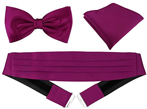 TigerTie kummerbund engångshandduk satin fluga i enfärgat Uni – skärpa bindel
