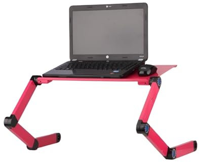 Goldball Bärbart datorbord för bärbar dator justerbart ventilerat laptopbord bärbar sängbricka bokstativ multifunktionell och ergonomisk design dubbla lager 17 tum bärbara datorer eller mindre (rosenröd)