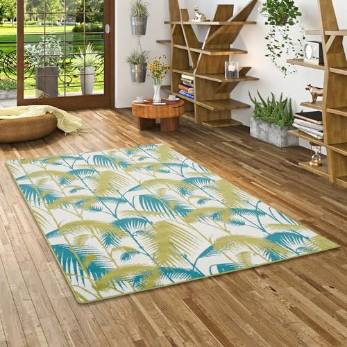 Pergamon Designer Teppich Samba Türkis Grün Palmen in 5 Größen