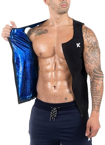 Kewlioo Men's Premium Zip Sauna Tank Top for Men - Heat Trapping Sauna Shirt for Men, Compression Sweat Suit for Gym, Workouts, Exercise, Fitness, Mens Sauna Suit (Black, S/M)