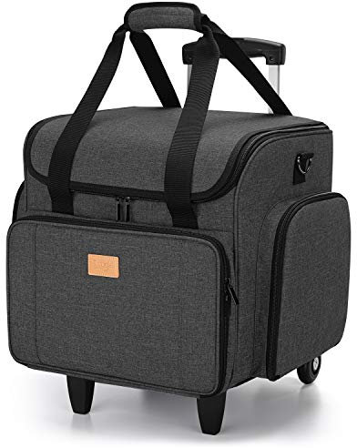 Luxja Abnehmbar Nähmaschine Trolley, Nähmaschinentrolley mit Abnehmbarer Unterlage, Nähmaschinentasche für Nähmaschine und Zubehör (Nur Eine Leere Tasche Enthalten), Schwarz