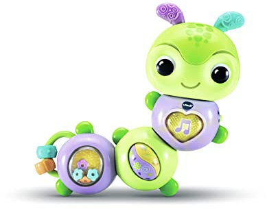 VTech - Myrtille Twist Chenille, Hochet Bébé Interactif et Musical, Activité Manuelle d'Éveil, Jouet de Dentition, Cadeau de Naissance Bébé Dès 3 Mois - Contenu en Français
