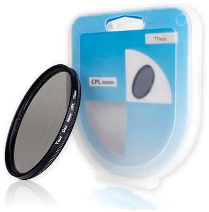 Polarisationsfilter CPL, Ø 77 mm, minimerar störande ljusreflexer, förbättrar den optiska klarheten och färgåtergivningen, cirkulärt polarisationsfilter i aluminiumfattning, kamerafilter