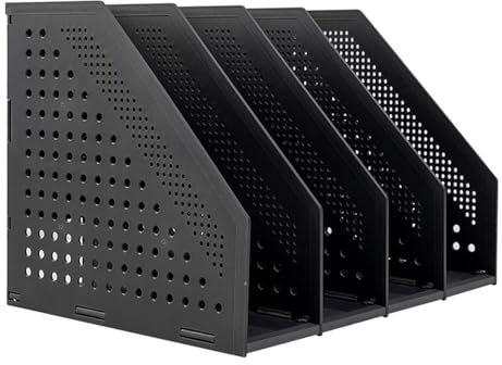 Deli Faltbarer Stehsammler A4, Zeitschriftenhalter,Zum Organisieren und Speichern von Büros Einziehbare Aufbewahrungsbox,Schreibtisch-Organizer für School Office mit 4 Fächern(dunkelgrau)